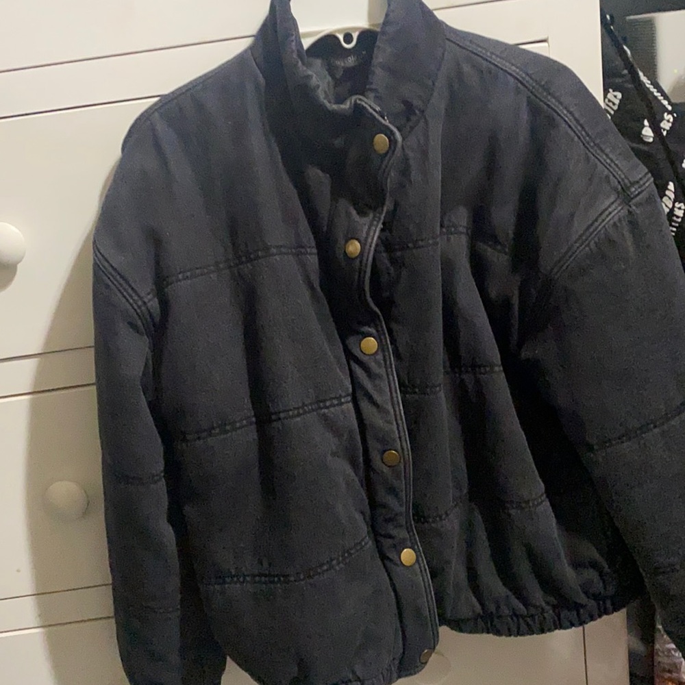 Acid wash oversized puffer coat